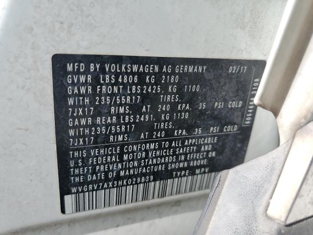 2017 VOLKSWAGEN TIGUAN WOL - WVGRV7AX3HK029839