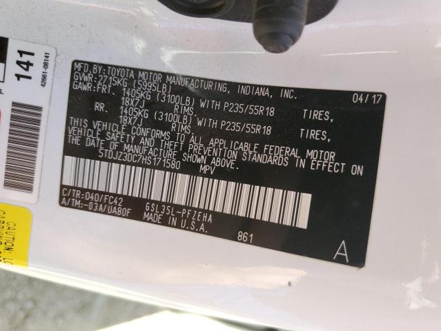 5TDJZ3DC7HS171580 Toyota SIENNA LE