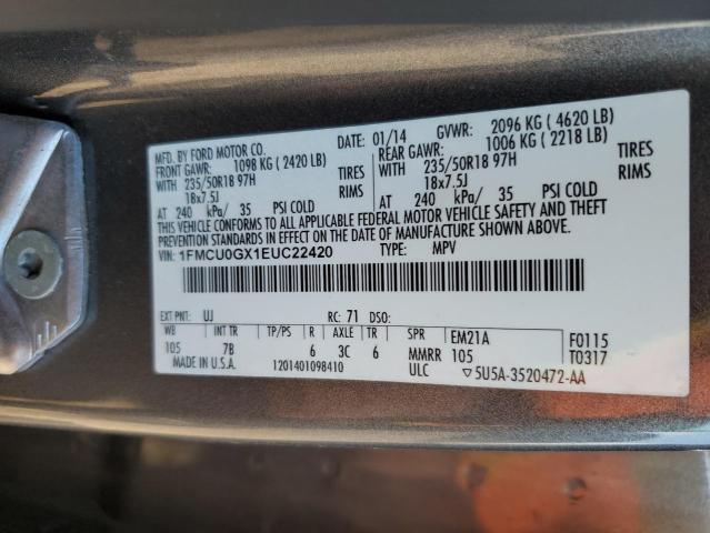 1FMCU0GX1EUC22420 Ford ESCAPE SE