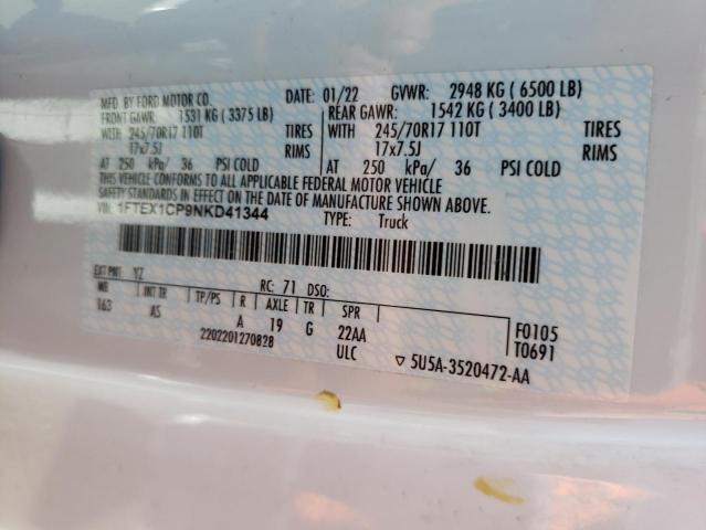1FTEX1CP9NKD41344 Ford F150 Super Cab