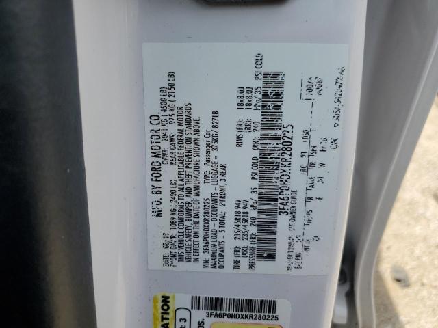 3FA6P0HDXKR280225 Ford FUSION SE