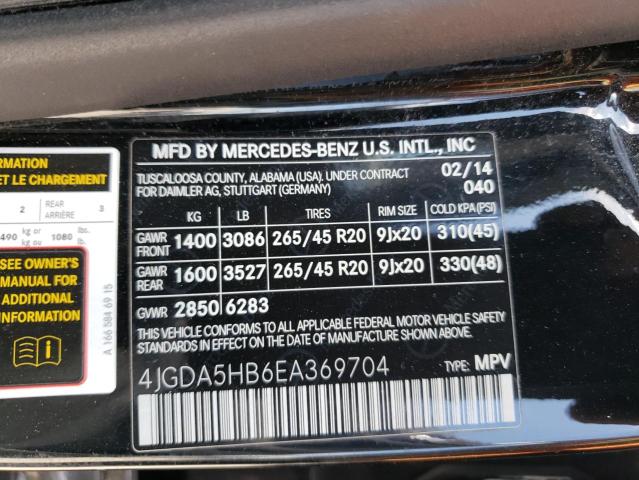 VIN 4JGDA5HB6EA369704 2014 Mercedes-Benz ML-Class, ... no.14