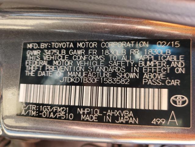 JTDKDTB30F1583582 Toyota PRIUS C