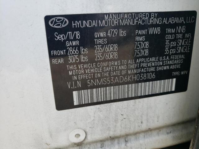 2019 HYUNDAI SANTA FE L - 5NMS53AD6KH038106