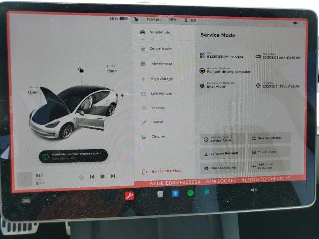 5YJ3E1EB8MF855924 Tesla MODEL 3