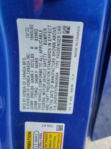 2HGFE2F57NH606894 Honda Civic Sport