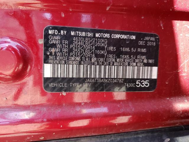 JA4AT3AA8KZ034782 Mitsubishi Eclipse Cross Es