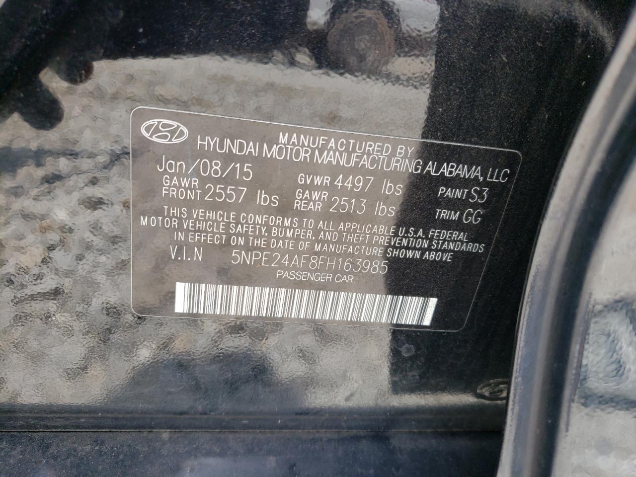 5NPE24AF8FH163985 2015 Hyundai Sonata Se