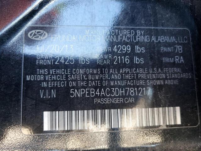 VIN 5NPEB4AC3DH781217 2013 HYUNDAI SONATA no.12