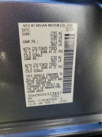 5N1AZ2DS2LN123657 Nissan Murano Platinum