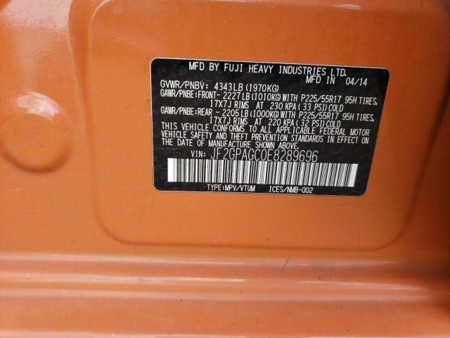 VIN: JF2GPAGC0E8289696 Auction: COPART Lot: 62001523 Location: CO - DENVER JF2GPAGC0E8289696 SUBARU XV 2014 ORANGE Photo 13
