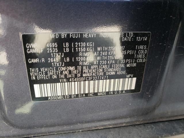 2015 Subaru Outback 2.5I Premium VIN: 4S4BSBFC3F3277471 Lot: 60335903