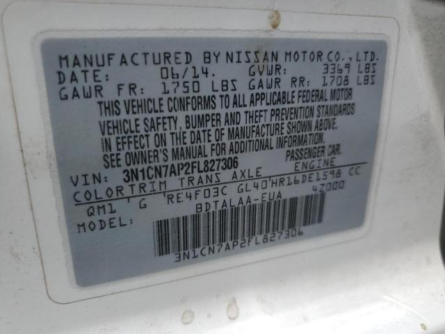 3N1CN7AP2FL827306 Nissan VERSA S