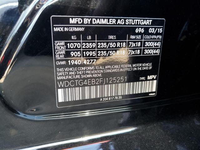 WDCTG4EB2FJ125251 Mercedes-Benz GLA 250