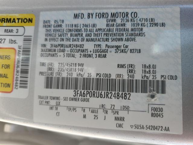 3FA6P0RU6JR248482 2018 FORD FUSION, photo no. 12