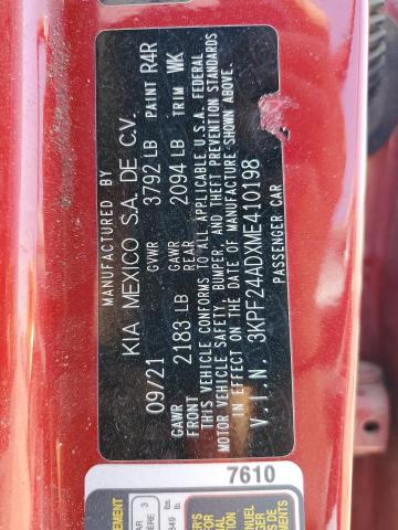 3KPF24ADXME410198 KIA FORTE FE