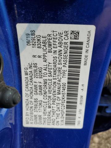 2019 HONDA CIVIC LX - 2HGFC2F62KH574690