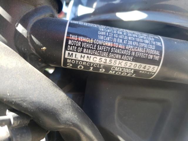 2019 HONDA CMX300 A MLHNC5355K5200425