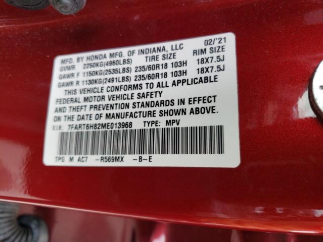 VIN 7FART6H82ME013968 2021 HONDA CRV no.13