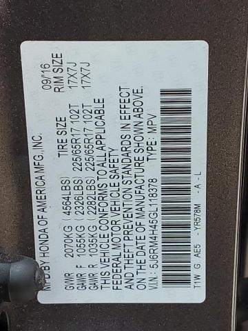 2016 HONDA CR-V SE - 5J6RM4H45GL118378