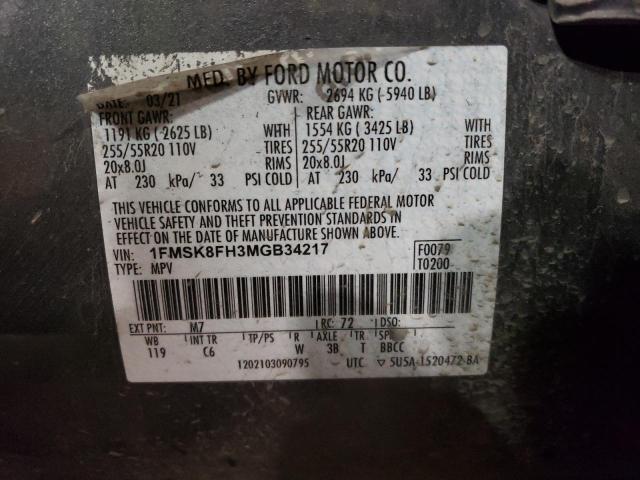 1FMSK8FH3MGB34217 Ford Explorer Limited