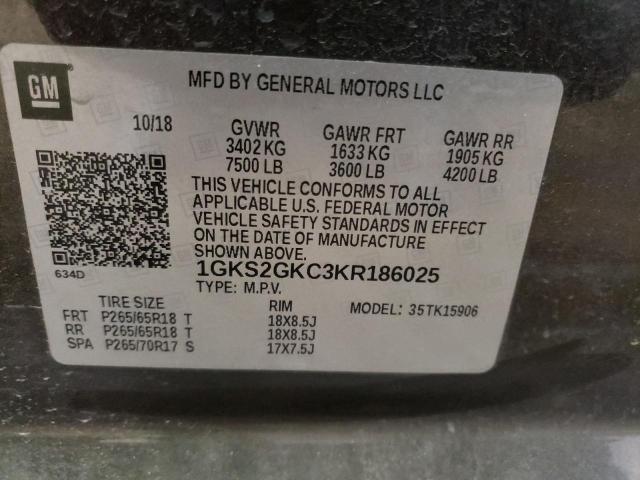1GKS2GKC3KR186025 GMC Yukon Xl K1500 Slt