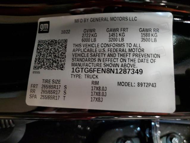 2022 GMC CANYON AT4 1GTG6FEN8N1287349
