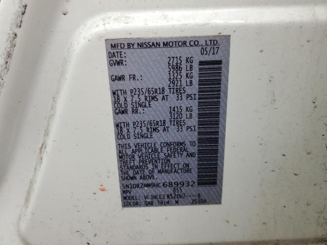 5N1DR2MM9HC689932 Nissan Pathfinder S