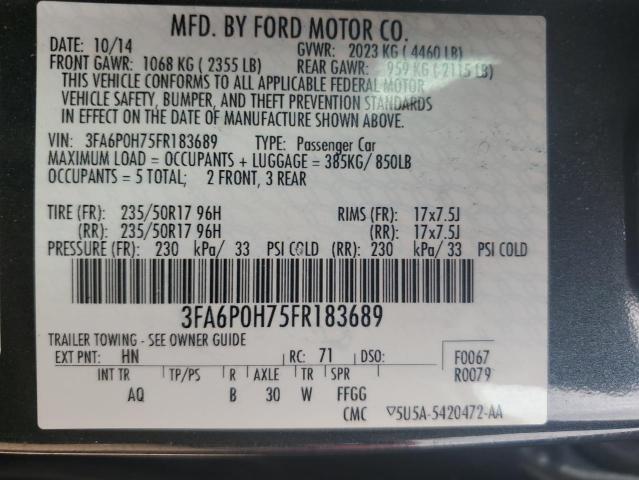 3FA6P0H75FR183689 Ford FUSION SE