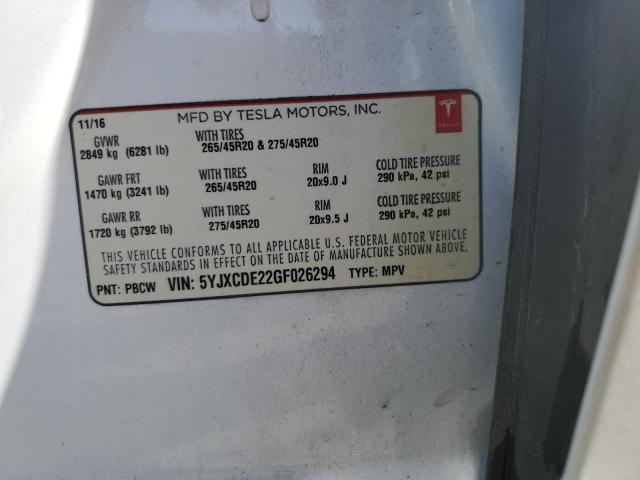 5YJXCDE22GF026294 Tesla MODEL X
