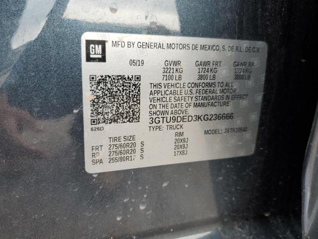 2019 GMC SIERRA K15 - 3GTU9DED3KG236666
