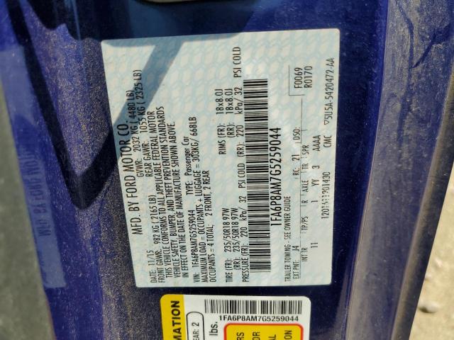 2016 FORD MUSTANG 2D 1FA6P8AM7G5259044