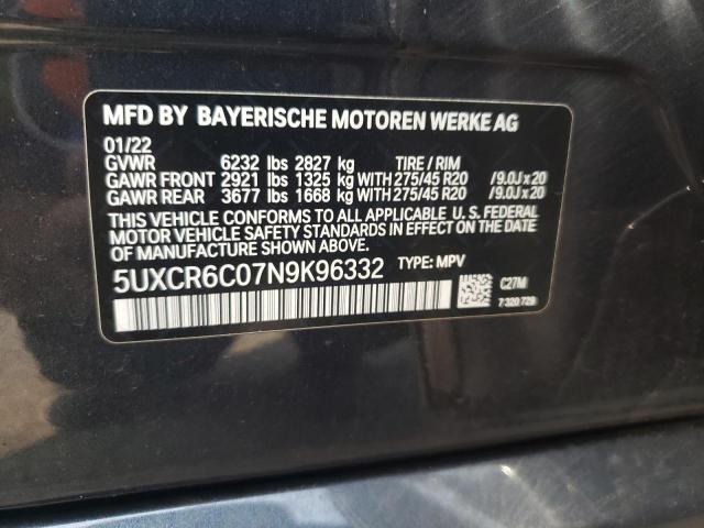 5UXCR6C07N9K96332 2022 BMW X5, photo no. 13