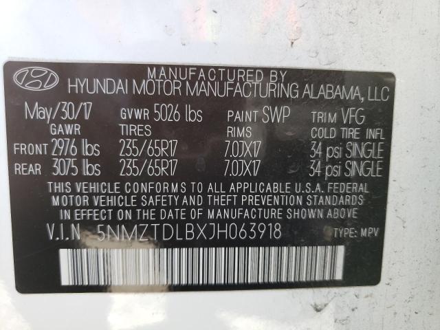 5NMZTDLBXJH063918 Hyundai SANTA FE SPORT