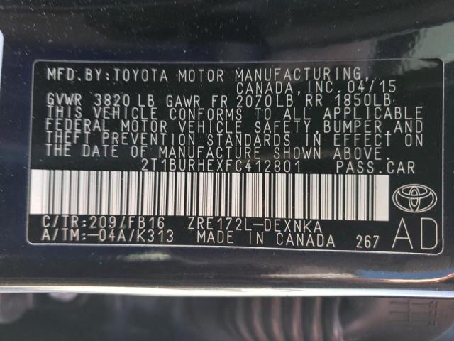 2T1BURHEXFC412801 Toyota COROLLA L