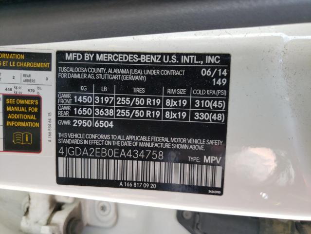 VIN 4JGDA2EB0EA434758 2014 Mercedes-Benz ML-Class, ... no.13