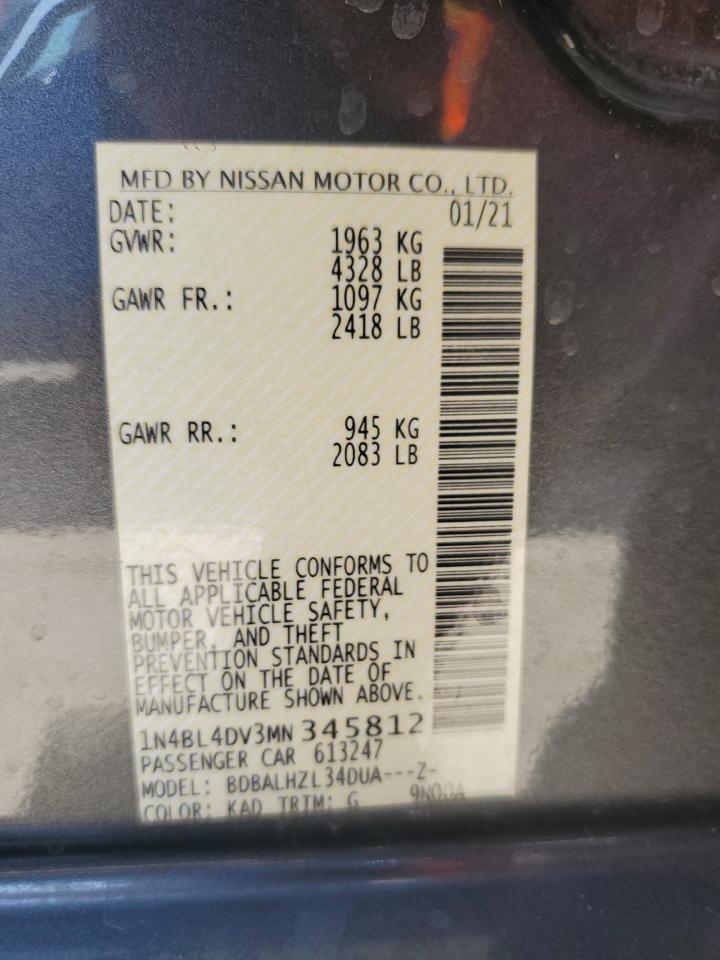 1N4BL4DV3MN345812 2021 Nissan Altima 2.5 Sv