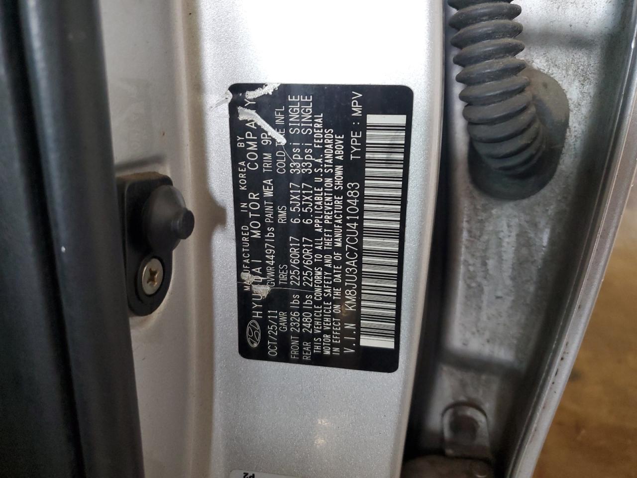 KM8JU3AC7CU410483 2012 Hyundai Tucson Gls