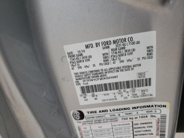 1FTFW1CF2EKG31097 Ford F150 Supercrew