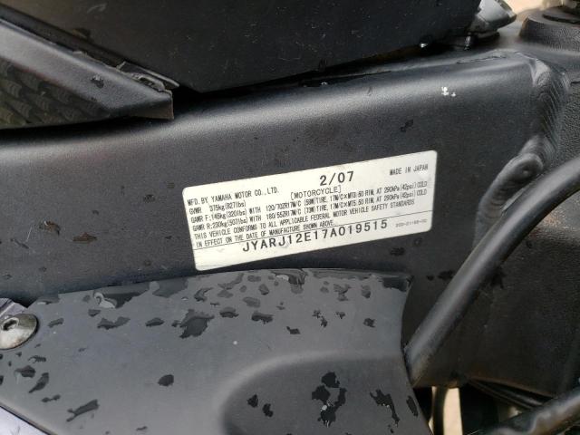 2007 YAMAHA YZFR6 L JYARJ12E17A019515