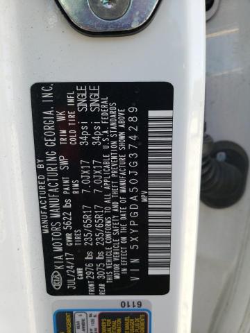 5XYPGDA50JG374289 KIA SORENTO LX