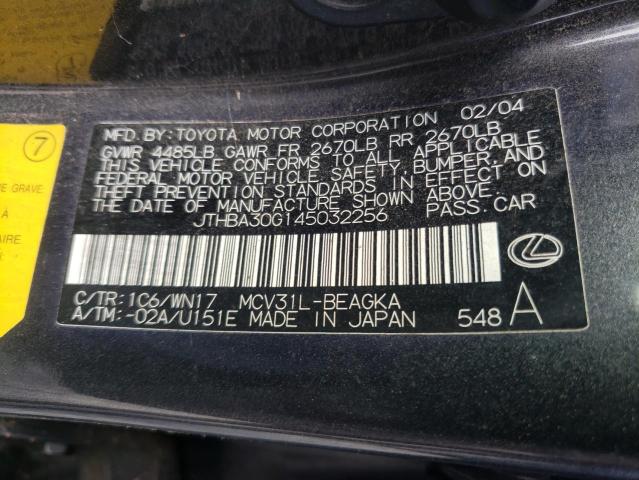 VIN: JTHBA30G145032256 Auction: COPART Lot: 58424143 Location: GA - ATLANTA EAST JTHBA30G145032256 LEXUS ES330 2004 GRAY Photo 12
