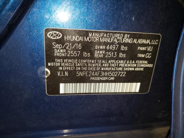 5NPE24AF3HH502722 Hyundai SONATA SE