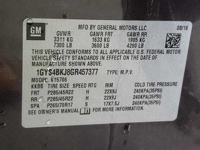 2016 CADILLAC ESCALADE L - 1GYS4BKJ8GR457377