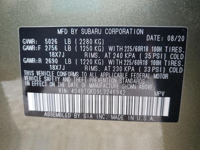 4S4BTGKD9L3246942 Subaru Outback Onyx Edition Xt