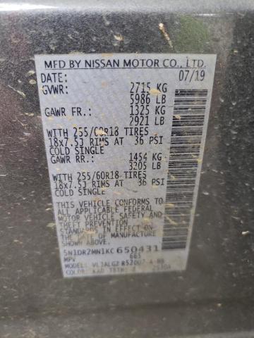 5N1DR2MN1KC650431 Nissan Pathfinder S