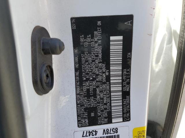 5TDYK3DC1ES458654 Toyota SIENNA XLE