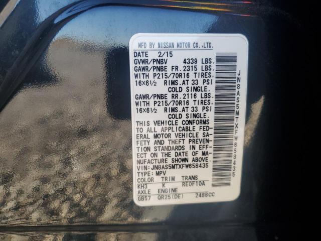 JN8AS5MTXFW658435 Nissan Rogue Select S