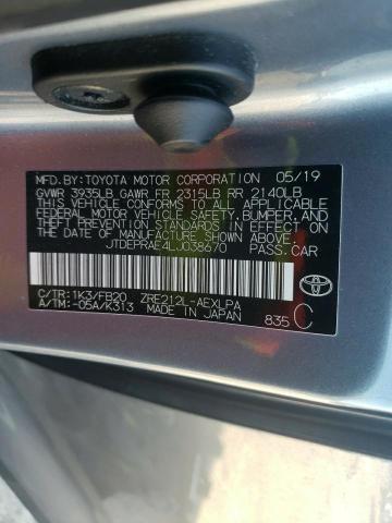 JTDEPRAE4LJ038670 Toyota COROLLA LE