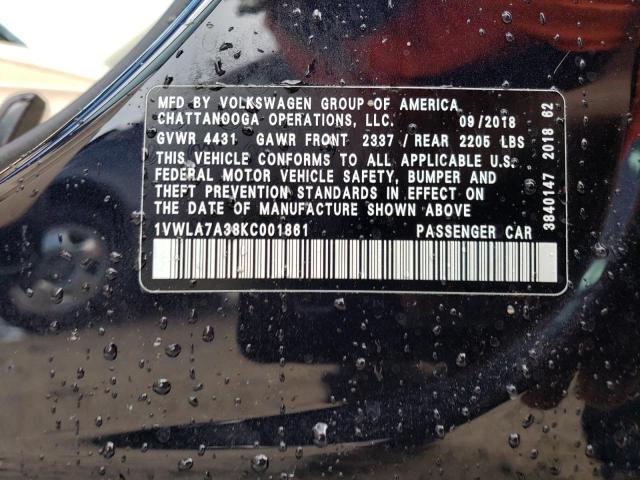 2019 VOLKSWAGEN PASSAT WOL - 1VWLA7A38KC001861